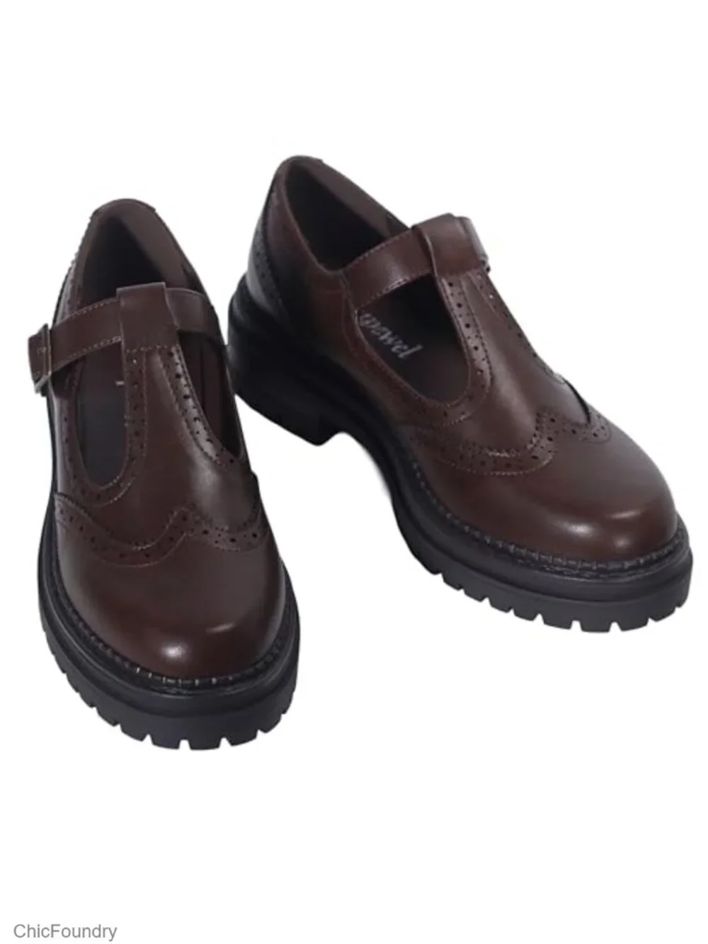 Women's T-Strap Platform Mary Jane Shoes Round Toe PU Leather Oxfords Flats
